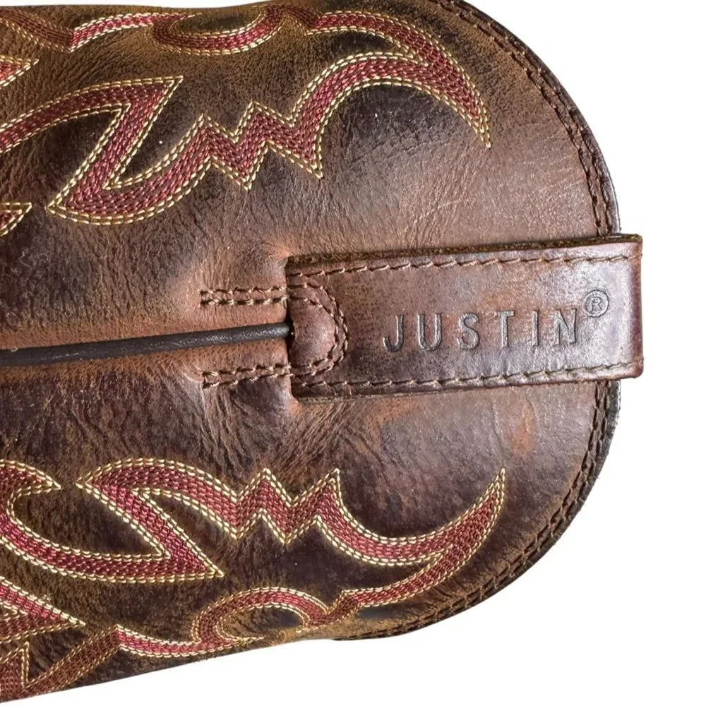 Justin Men's Dierks Dusk Brown Pull-On Western Boots 2570 Ranch Rodeo Size 11D